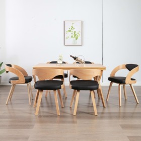 Sillas de comedor 6 uds madera curvada cuero sintético negro de vidaXL, Sillas de comedor - Ref: Foro24-278847, Precio: 829,6...