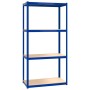 Estanterías 4 niveles 2 uds acero y madera contrachapada azul de vidaXL, Estanterías industriales - Ref: Foro24-3154147, Prec...