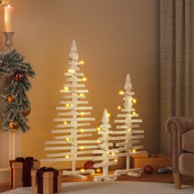 Árboles de Navidad de madera 3 pzas madera maciza pino en Decoración Festiva y Estacional | Comprar online en Foru.es