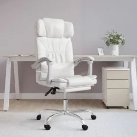 Silla de oficina reclinable masaje cuero sintético blanco de vidaXL, Sillas de oficina - Ref: Foro24-349748, Precio: 137,67 €...