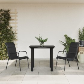 Juego de comedor para jardín 3 piezas acero y textilene negro en Conjuntos de jardín | Comprar online en Foru.es