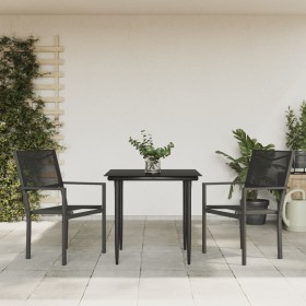 Juego de comedor para jardín 3 piezas acero y textilene negro en Conjuntos de jardín | Comprar online en Foru.es
