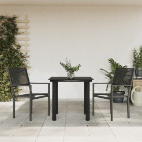 Juego de comedor para jardín 3 piezas acero y textilene negro en Conjuntos de jardín | Comprar online en Foru.es