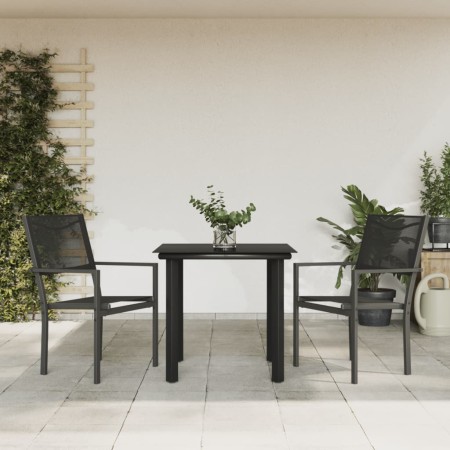 Juego de comedor para jardín 3 piezas acero y textilene negro en Conjuntos de jardín | Comprar online en Foru.es