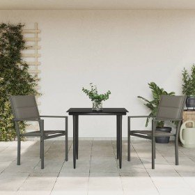 Juego de comedor para jardín 3 piezas acero y textilene negro en Conjuntos de jardín | Comprar online en Foru.es