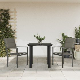 Juego de comedor para jardín 3 piezas acero y textilene negro en Conjuntos de jardín | Comprar online en Foru.es
