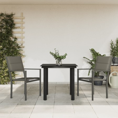 Juego de comedor para jardín 3 piezas acero y textilene negro en Conjuntos de jardín | Comprar online en Foru.es