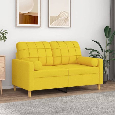Sofá de 2 plazas con cojines tela amarillo claro 120 cm en Sofás | Comprar online en Foru.es