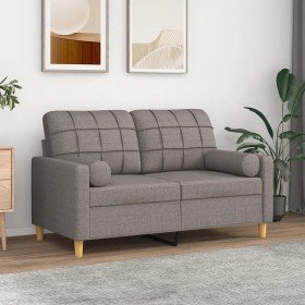 Sofá de 2 plazas con cojines tela gris taupe 120 cm en Sofás | Comprar online en Foru.es