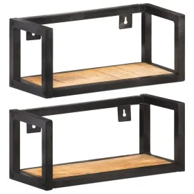 Estantes de pared 2 unidades 40 cm madera de mango rugosa de vidaXL, Estantes y estanterías - Ref: Foro24-320667, Precio: 49,...