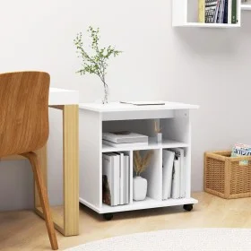 Armario con ruedas madera contrachapada blanco 60x45x60 cm de vidaXL, Taquillas y armarios de almacenamiento - Ref: Foro24-80...