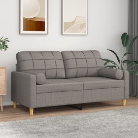 Sofá de 2 plazas con cojines tela gris taupe 140 cm en Sofás | Comprar online en Foru.es