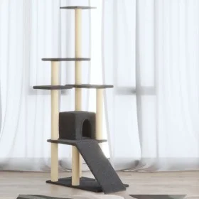Rascador para gatos con postes de sisal gris oscuro 155 cm de vidaXL, Mobiliario para gatos - Ref: Foro24-171517, Precio: 55,...