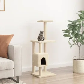 Rascador para gatos con postes de sisal color crema 104 cm de vidaXL, Mobiliario para gatos - Ref: Foro24-171469, Precio: 52,...