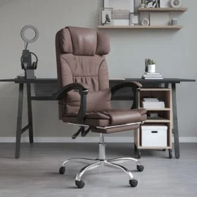 Silla de oficina reclinable masaje cuero sintético marrón de vidaXL, Sillas de oficina - Ref: Foro24-349744, Precio: 132,75 €...