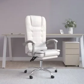 Silla de oficina reclinable masaje cuero sintético blanco de vidaXL, Sillas de oficina - Ref: Foro24-349672, Precio: 116,79 €...