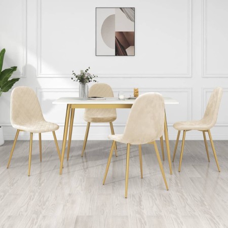 Sillas de comedor 4 unidades terciopelo blanco crema de vidaXL, Sillas de comedor - Ref: Foro24-325688, Precio: 248,22 €, Des...