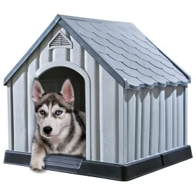 Gray doghouse 92x87x91 cm plastic by vidaXL, Dog kennels - Ref: Foro24-337894, Price: 130,93 €, Discount: %