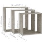 Estantes cubo de pared 3 unidades gris hormigón de vidaXL, Estantes y estanterías - Ref: Foro24-326721, Precio: 32,91 €, Desc...