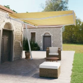 Toldo de pie automático amarillo y blanco 500x350 cm by vidaXL, Awnings - Ref: Foro24-3069668, Price: 686,11 €, Discount: %