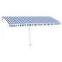 Toldo de pie automático azul y blanco 500x350 cm de vidaXL, Toldos - Ref: Foro24-3069666, Precio: 690,37 €, Descuento: %