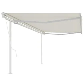 Toldo retráctil automático con postes crema 5x3,5 m de vidaXL, Toldos - Ref: Foro24-3070067, Precio: 598,37 €, Descuento: %
