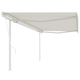 Toldo retráctil automático con postes crema 5x3,5 m de vidaXL, Toldos - Ref: Foro24-3070067, Precio: 596,06 €, Descuento: %