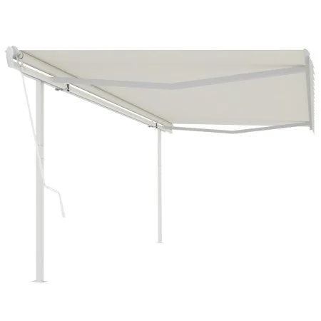 Toldo retráctil automático con postes crema 5x3,5 m de vidaXL, Toldos - Ref: Foro24-3070067, Precio: 598,37 €, Descuento: %