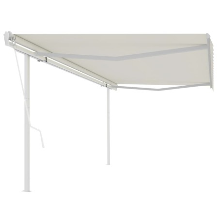 Toldo retráctil automático con postes crema 5x3,5 m de vidaXL, Toldos - Ref: Foro24-3070067, Precio: 596,06 €, Descuento: %