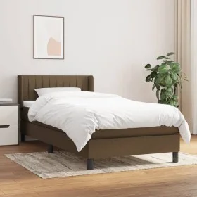 Box spring bed with dark brown fabric mattress 90x190 cm by vidaXL, Beds and slatted bases - Ref: Foro24-3129836, Price: 283,...
