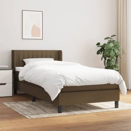 Box spring bed with dark brown fabric mattress 90x190 cm by vidaXL, Beds and slatted bases - Ref: Foro24-3129836, Price: 283,...