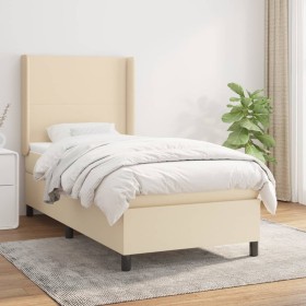 Cama box spring con colchón tela color crema 90x190 cm de vidaXL, Camas y somieres - Ref: Foro24-3131238, Precio: 358,86 €, D...