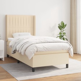 Cama box spring con colchón tela color crema 90x190 cm de vidaXL, Camas y somieres - Ref: Foro24-3131558, Precio: 360,46 €, D...