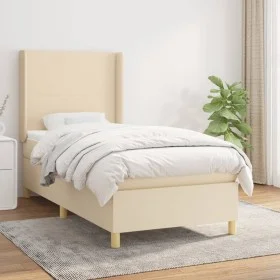 Cama box spring con colchón tela color crema 90x190 cm de vidaXL, Camas y somieres - Ref: Foro24-3131798, Precio: 366,32 €, D...