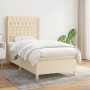 Cama box spring con colchón tela color crema 90x190 cm de vidaXL, Camas y somieres - Ref: Foro24-3132198, Precio: 376,56 €, D...