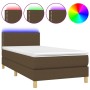 Cama box spring con colchón LED tela marrón oscuro 90x190 cm de vidaXL, Camas y somieres - Ref: Foro24-3133600, Precio: 280,0...