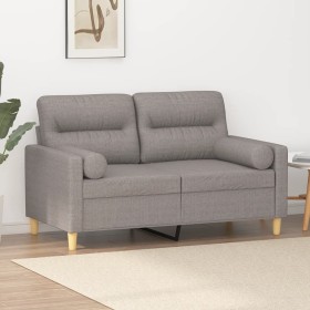 Sofá de 2 plazas con cojines tela gris taupe 120 cm en Sofás | Comprar online en Foru.es
