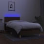 Cama box spring con colchón LED tela marrón oscuro 90x190 cm de vidaXL, Camas y somieres - Ref: Foro24-3133840, Precio: 279,4...