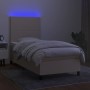 Cama box spring colchón y luces LED tela color crema 90x190 cm de vidaXL, Camas y somieres - Ref: Foro24-3134682, Precio: 353...