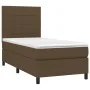 Box spring bed mattress and LED lights dark brown fabric 90x190cm by vidaXL, Beds and slatted bases - Ref: Foro24-3134840, Pr...