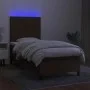 Box spring bed mattress and LED lights dark brown fabric 90x190cm by vidaXL, Beds and slatted bases - Ref: Foro24-3134840, Pr...