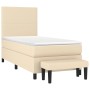 Cama box spring con colchón tela color crema 90x190 cm de vidaXL, Camas y somieres - Ref: Foro24-3136402, Precio: 400,95 €, D...