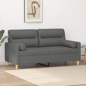 Sofá de 2 plazas con cojines tela gris oscuro 140 cm en Sofás | Comprar online en Foru.es