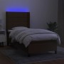 Cama box spring colchón y luces LED tela marrón oscuro 90x190cm de vidaXL, Camas y somieres - Ref: Foro24-3138280, Precio: 34...