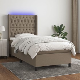 Cama box spring colchón y luces LED tela gris taupe 90x190 cm de vidaXL, Camas y somieres - Ref: Foro24-3138521, Precio: 381,...