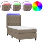Cama box spring colchón y luces LED tela gris taupe 90x190 cm de vidaXL, Camas y somieres - Ref: Foro24-3138521, Precio: 381,...