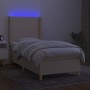 Cama box spring colchón y luces LED tela color crema 90x190 cm de vidaXL, Camas y somieres - Ref: Foro24-3138682, Precio: 363...