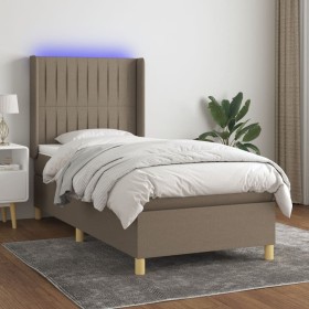 Cama box spring colchón y luces LED tela gris taupe 90x190 cm de vidaXL, Camas y somieres - Ref: Foro24-3139001, Precio: 360,...