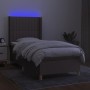 Cama box spring colchón y luces LED tela gris taupe 90x190 cm de vidaXL, Camas y somieres - Ref: Foro24-3139001, Precio: 360,...