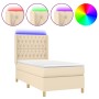 Cama box spring colchón y luces LED tela color crema 90x190 cm de vidaXL, Camas y somieres - Ref: Foro24-3139082, Precio: 382...